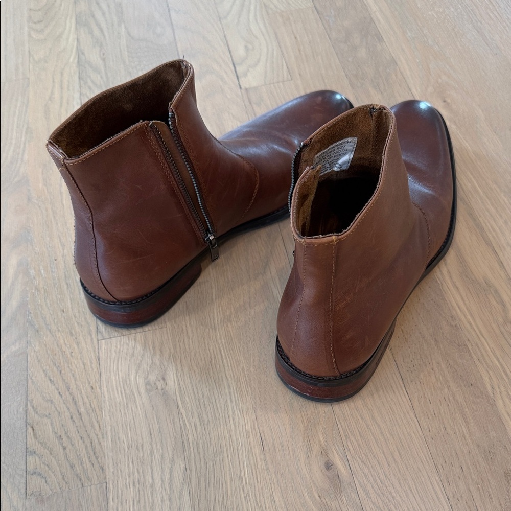 Kenneth Cole Men's Brown Leather Tally Ankle Boots Zipper - Picture 3 of 8